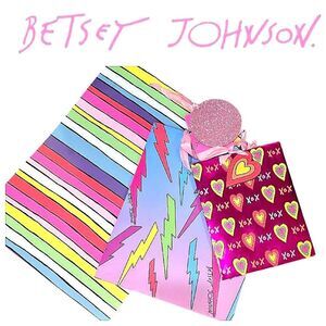 Betsey Johnson XOX Hearts, Stripes, & Bolts Colorful Gift Bags Set